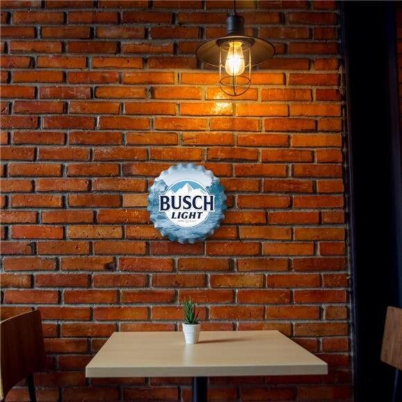 Busch Light Beer Metal Bottle Cap Sign Garage Shop Bar Man Cave Collect LARGE NW - Picture 3 of 6